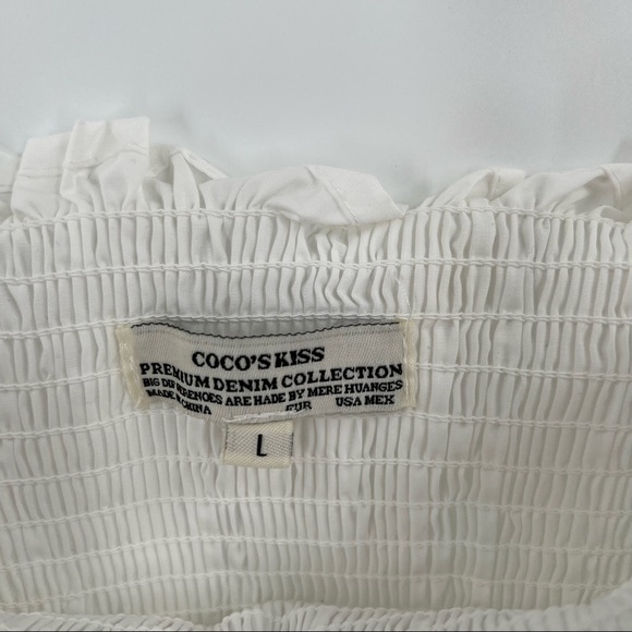 COCO’S Kiss puff sleeve crop top white size L NWT - Picture 5 of 7